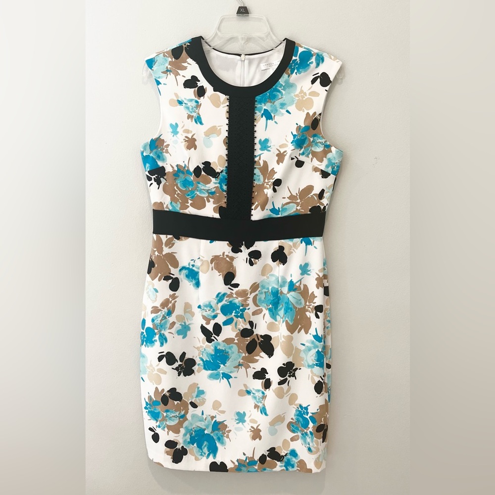 London Times Printed Sheath Dress Petit Size 10